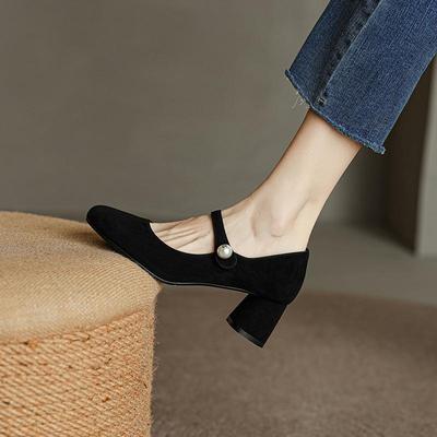 Классические черные туфли на каблуке «Мэри Джейн» от Z: Очень удобные, на толстом каблуке, с одним ремешком Pearl, универсальный дизайн