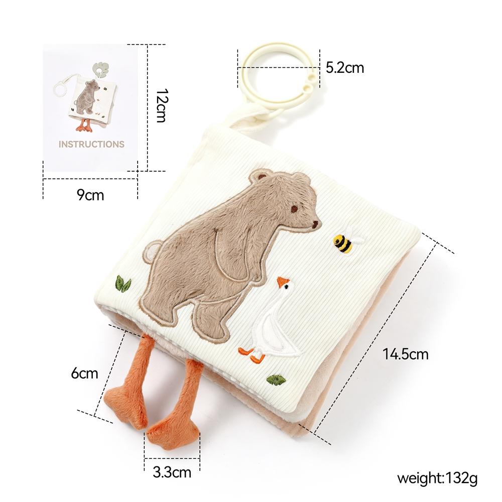 Baby Cloth Book With Bear  Goose Sensory Crinkle Activity Book With Mirror Teether And Hanging Ring Early Educational Toys