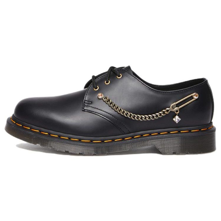 Dr. Martens Leather Metal Chain Low-Top Casual Shoes Unisex Casual Shoes Black 28017001