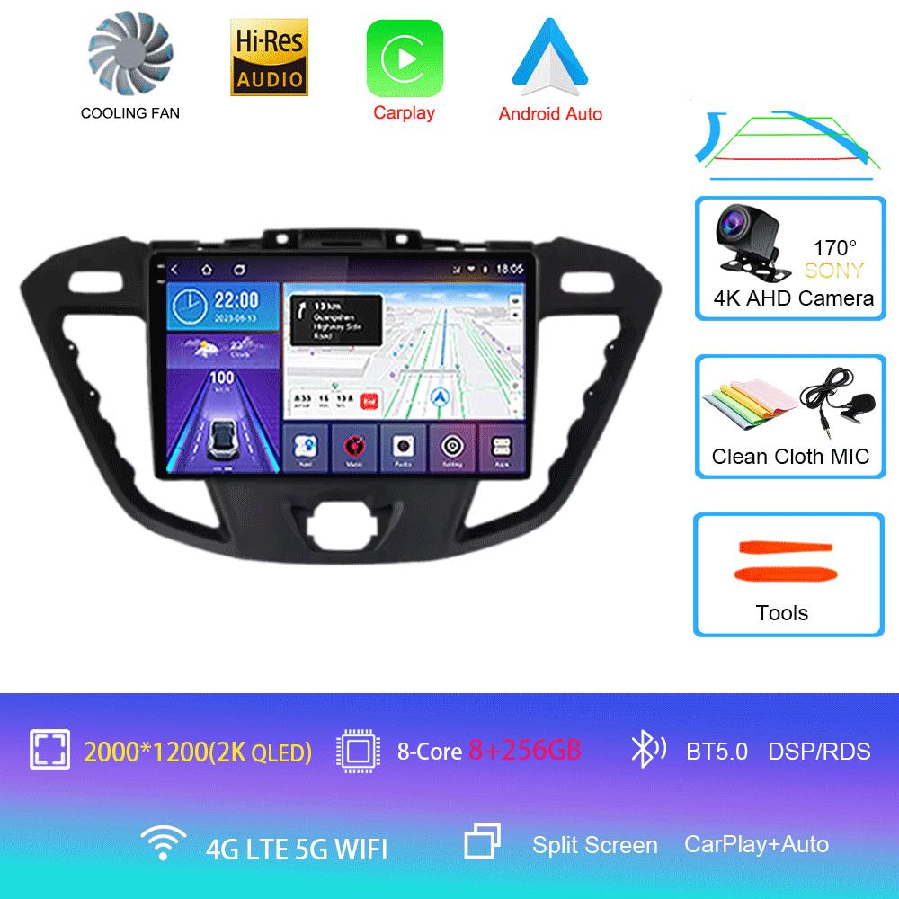 Автомобильное радио Android 14 для Ford Transit Tourneo Custom 2012 - 2021 Навигация GPS Мультимедийный проигрыватель Стерео Wi-Fi+4G Carplay BT 2DIN