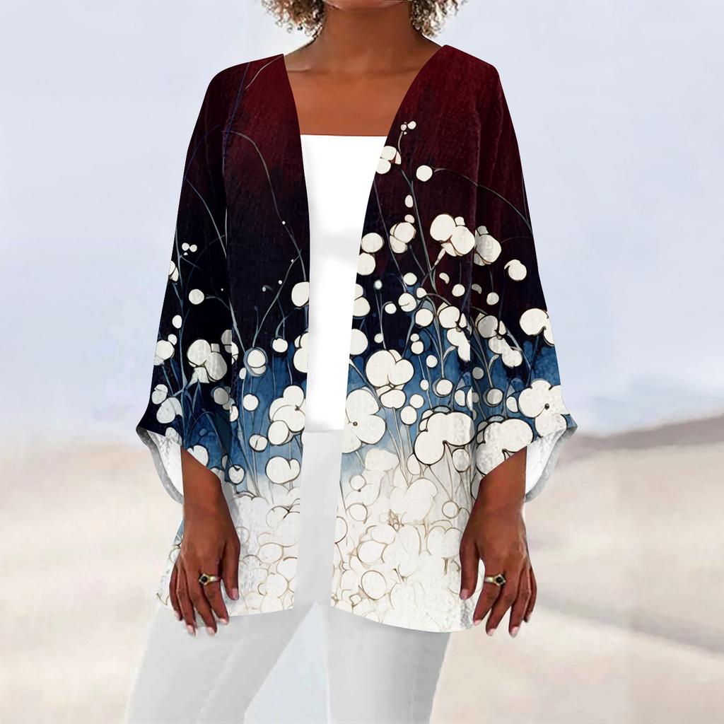 Женская повседневная модная легкая куртка средней длины с принтом, кардиган