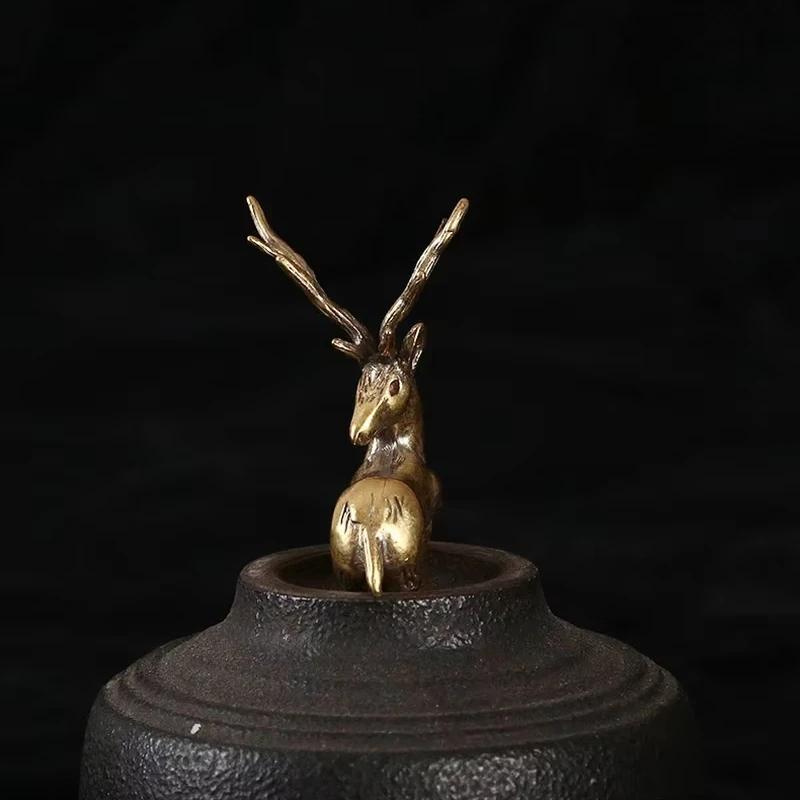 Олень Пинъань Латунный Олененок Брелок для ключей от машины Украшения Ручки Горячая распродажа Маленькая бронзовая