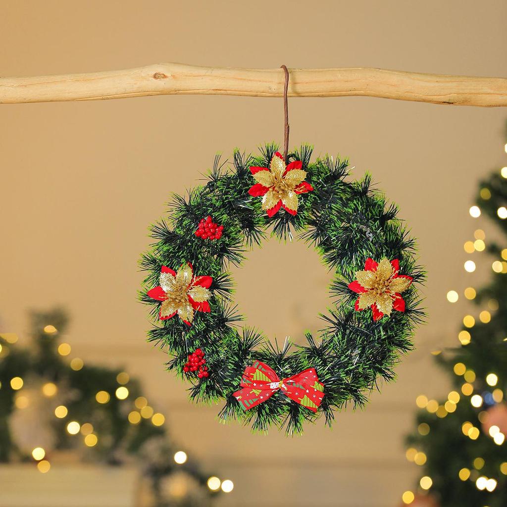 Cross-border Pine Needle Christmas Wreath Garland for Hotels & Malls