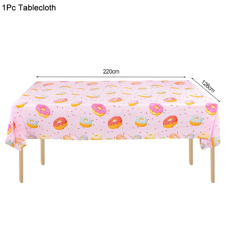 Набор одноразовой посуды для вечеринки с пончиками Бумажная тарелка Чашка Скатерть Принадлежности для украшения детской вечеринки по случаю 1-го дня рождения для девочек, Детский душ