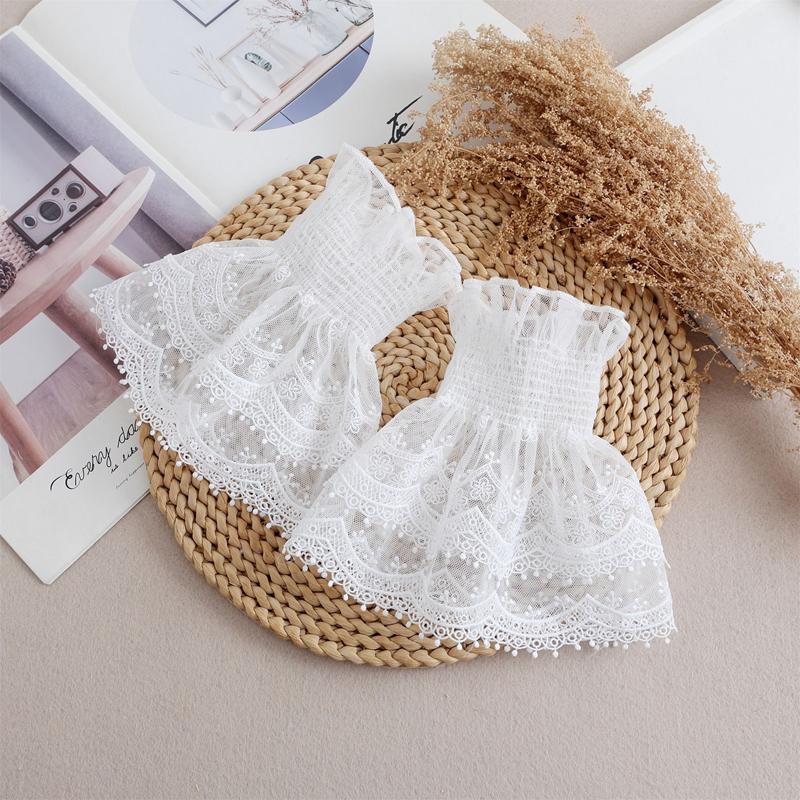 Elegant Romantic Mesh Lace Detachable Layered Ruffle Fake Sleeves Sweet Decoration Sweater Elastic Wrist Horn Cuffs
