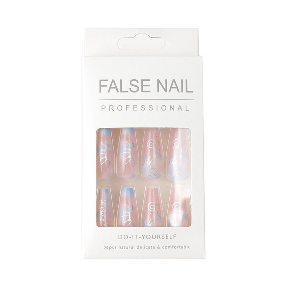 24pcs/Box Press On Nails Full Cover Manicure Tool Coffin False Nails Wearable Fake Nails Nail Tips