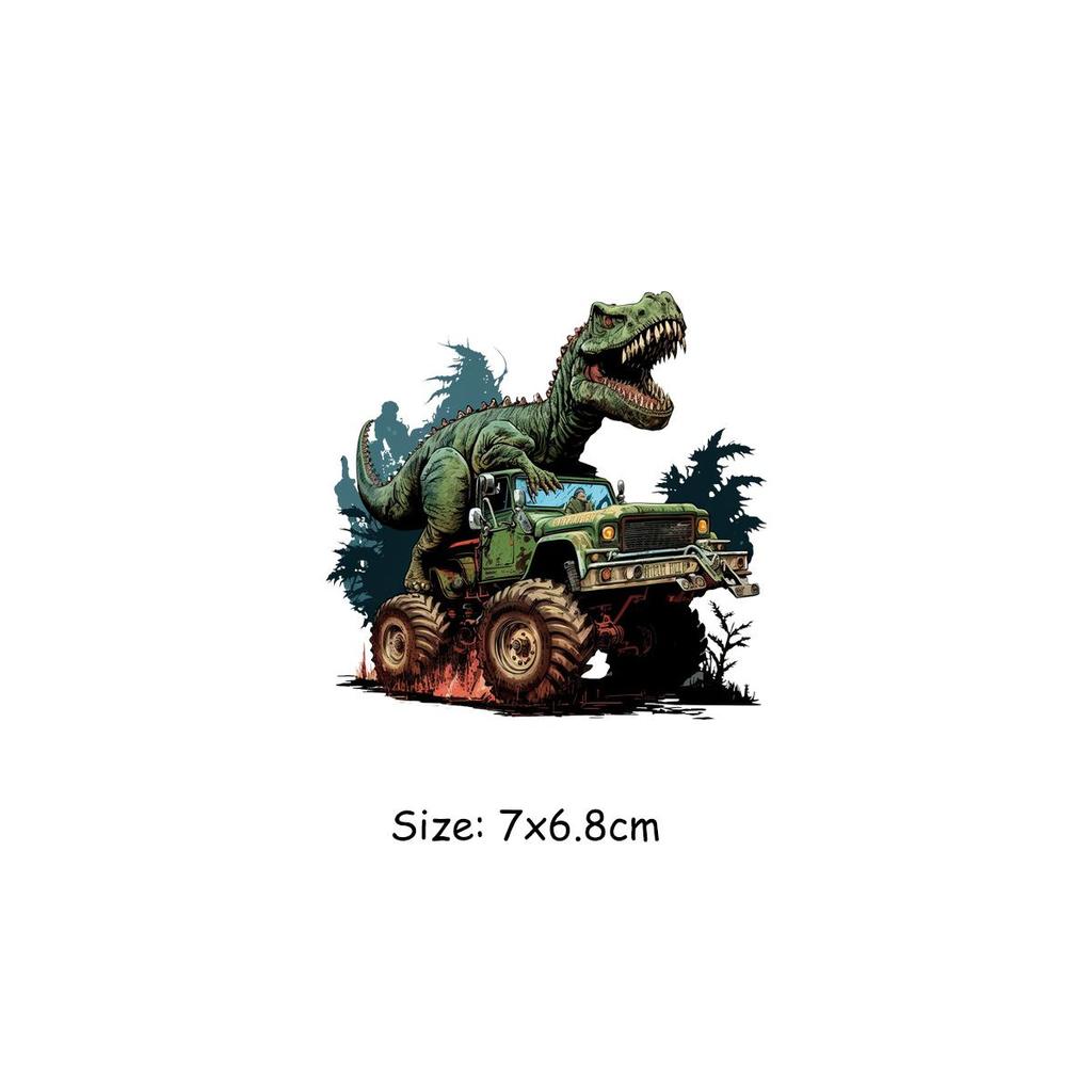 Нашивки с динозаврами, мультяшный грузовик, термоклейкая передача, художественные ремесла, глажка одежды, аппликация, аксессуары «сделай сам», железные нашивки с животными