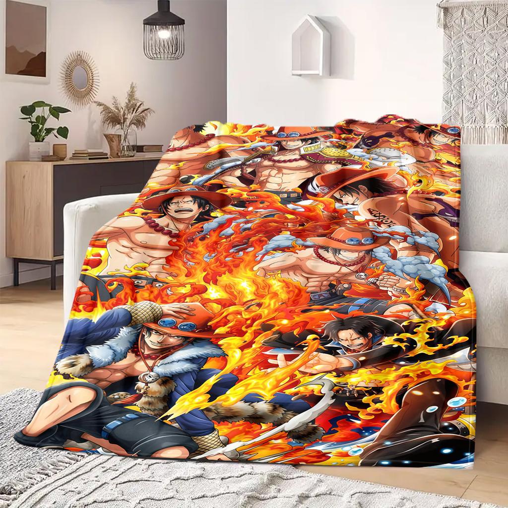 Luffy D Cartoon Print Blanket Warm Comfortable Flannel Blanket Suitable for Bedrooms,Sofas, Beds,Chairs,Travel -QIAO53