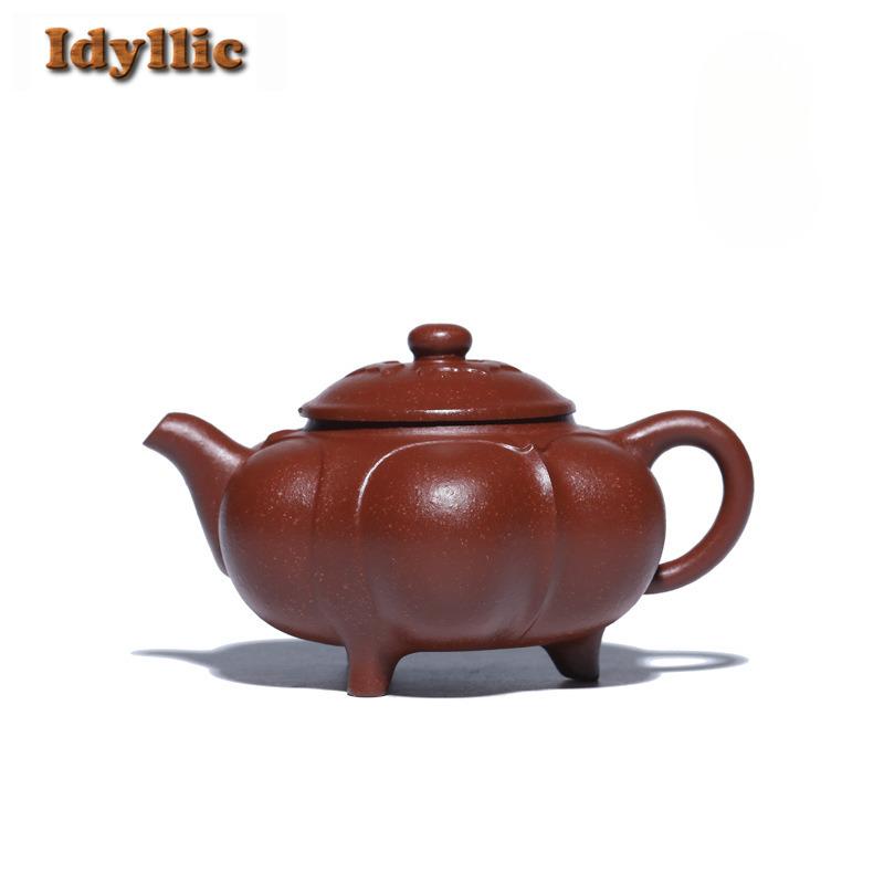 270ml Boutique Yixing Purple Clay Teapots Handmade Tripodia Pot Raw Ore Purple Jade Gold Sand Kettle Zisha Tea Set Tea Services