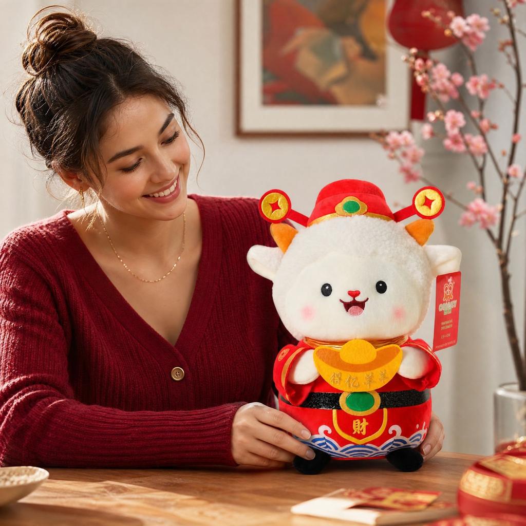 Плюшевая игрушка с золотым слитком Yuanbao для украшения и подарков на Новый год