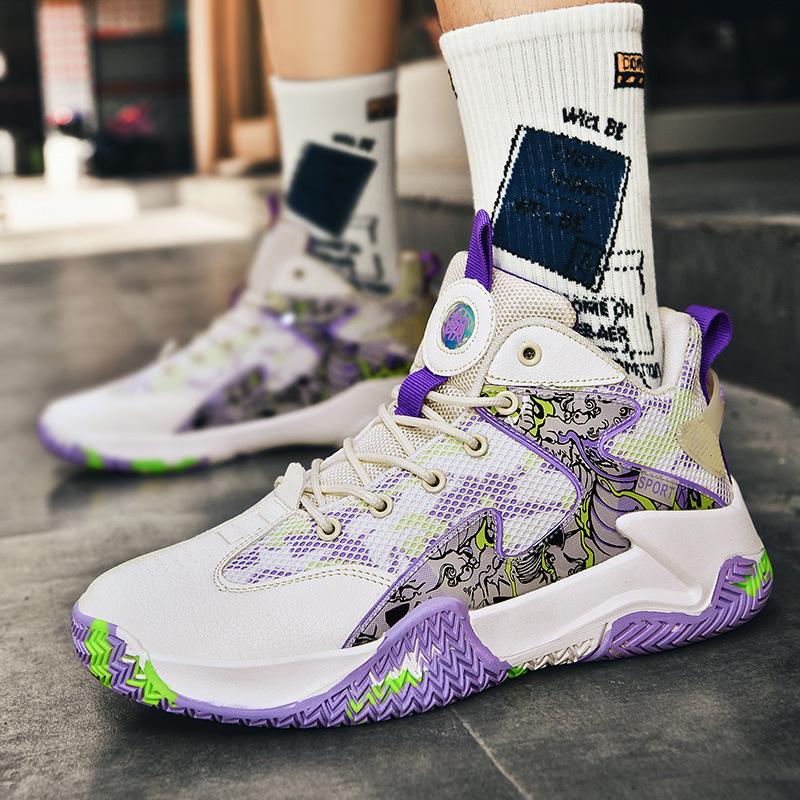 Новые дышащие сетчатые летние нескользящие амортизирующие износостойкие ударопрочные удобные спортивные баскетбольные кроссовки