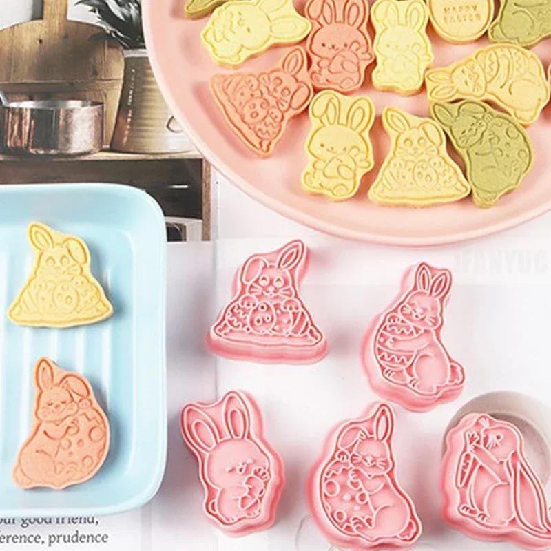 Формочки для печенья Little Rabbit Theme Easter, 3D Frostbite Flip, сахарный пластиковый пресс для печенья, DIY-резак для выпечки