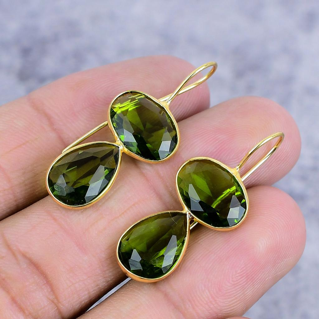 Серьги из серебра 925 пробы с перидотом, ручная работа, 1,46 дюйма, M-2639