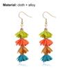 1 пара многослойных сережек-капель для пирсинга, тканевые серьги-крючки с кисточками и цветами, ювелирные изделия в подарок