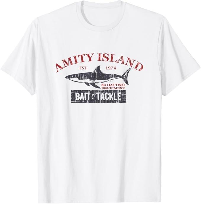 Ретро-футболка для рыбалки Amity Island Bait and Tackle