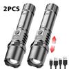 Multi-Functional Outdoor Strong Light LED Long-range Telescopic Zoom Flashlight, Plastic USB Rechargeable Flashlight