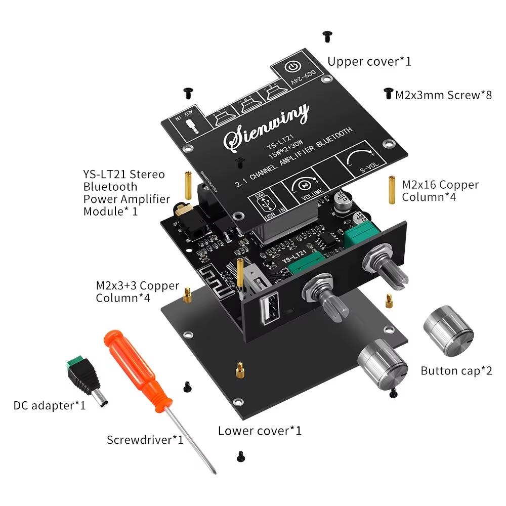 YS-LT21 Bluetooth Цифровой Усилитель Модуль Платы 2.1 Стерео Двухканальный 15Вт+15Вт+30Вт С Поддержкой Высоких и Низких Частот APP