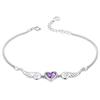 S925 Sterling Silver Angel Wings Heart-Shaped Luxury Bracelet Heart-Shaped Amethyst Snake Bones Chain