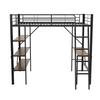 Metal Bed Strong Carrying Capacity with Computer Desk Storage Shelves Ladder Iron Frame Children Bunk Fall Protection Grilles Home Furniture Loft