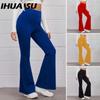 14 цветов Женские брюки с эластичной талией и высокой посадкой Дамские однотонные спортивные расклешенные брюки Уличная одежда