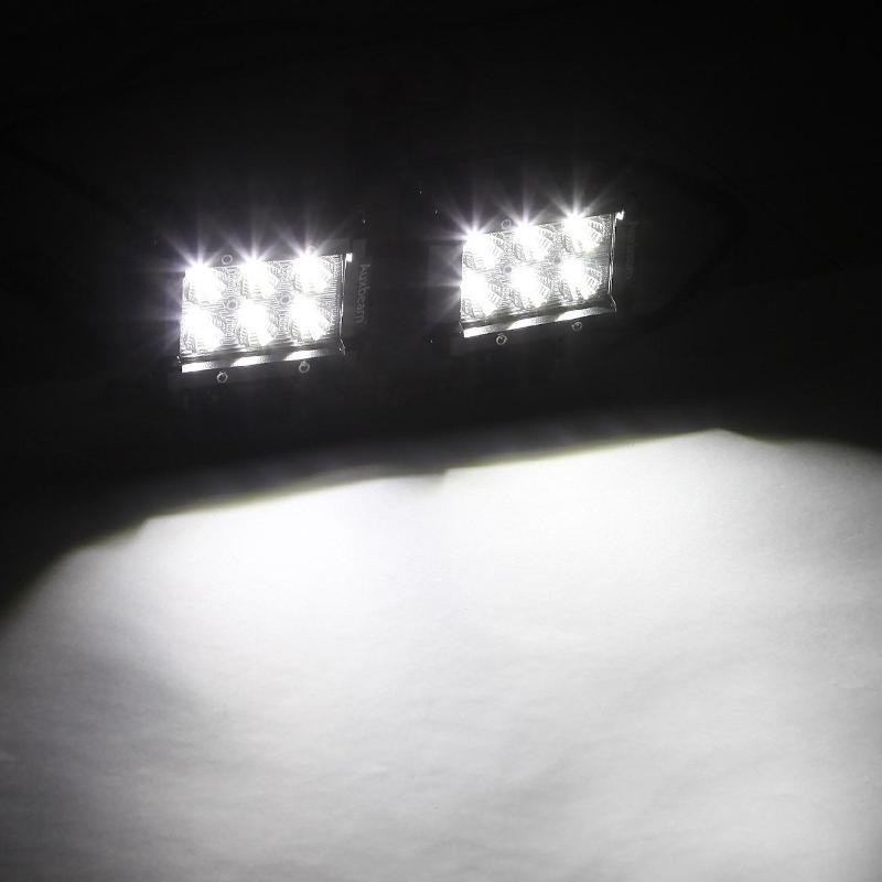 AUXBEAM 1Pair 4inch Dual Row LED Work Lights Pods Light 6000K White Spot/Flood Lamps for SUV ATV UTV Trucks Pickup Boat