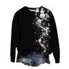 Женская мода с принтом, длинный рукав, свободный круглый вырез, свитшот, осень