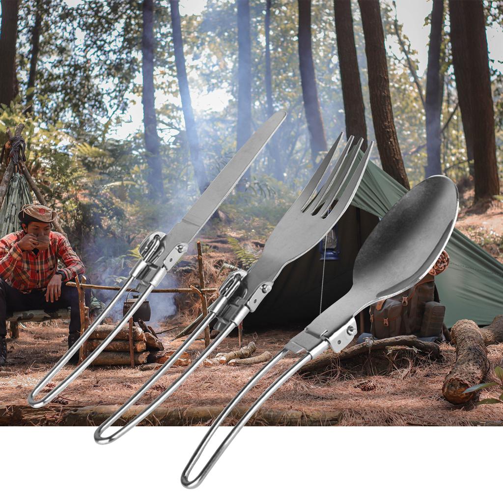 3 шт. складной нож, вилка, ложка, складной набор столовых приборов из нержавеющей стали, набор столовых приборов для кемпинга