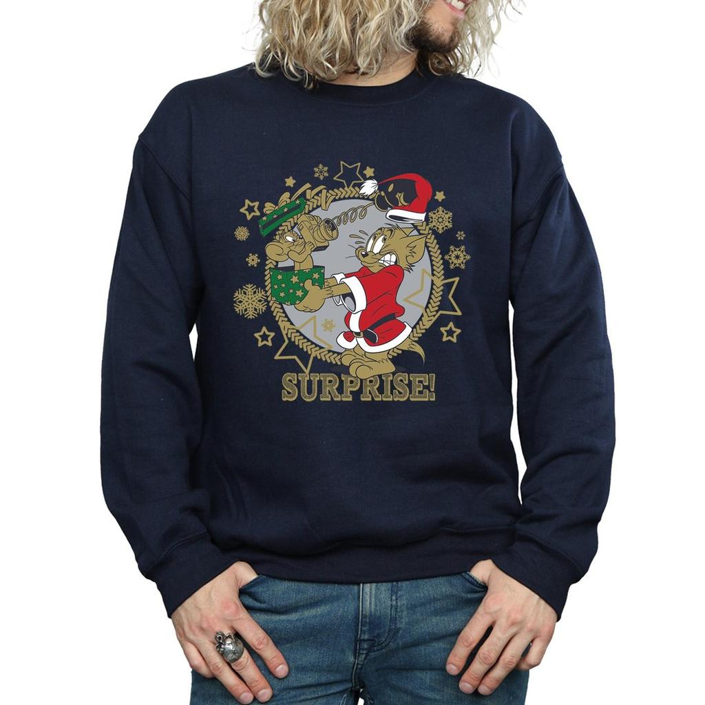 Tom And Jerry Mens Christmas Surprise Sweatshirt