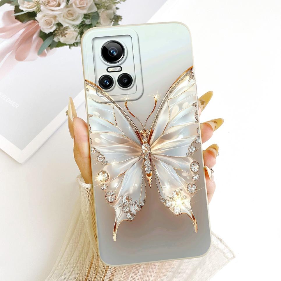 Для Realme GT Neo3 Neo5 130W 250W Realme GT3 Чехол для телефона Узор с бантом Цветок Бабочка Девичий Задняя крышка Силиконовый Мягкий корпус