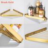BAKALA Brush Gold Bathroom Shelf Brass Shower Rack Triangle Basket Shelf Bath Shower Caddy Rack Holder Wall Mounted Corner Shelf