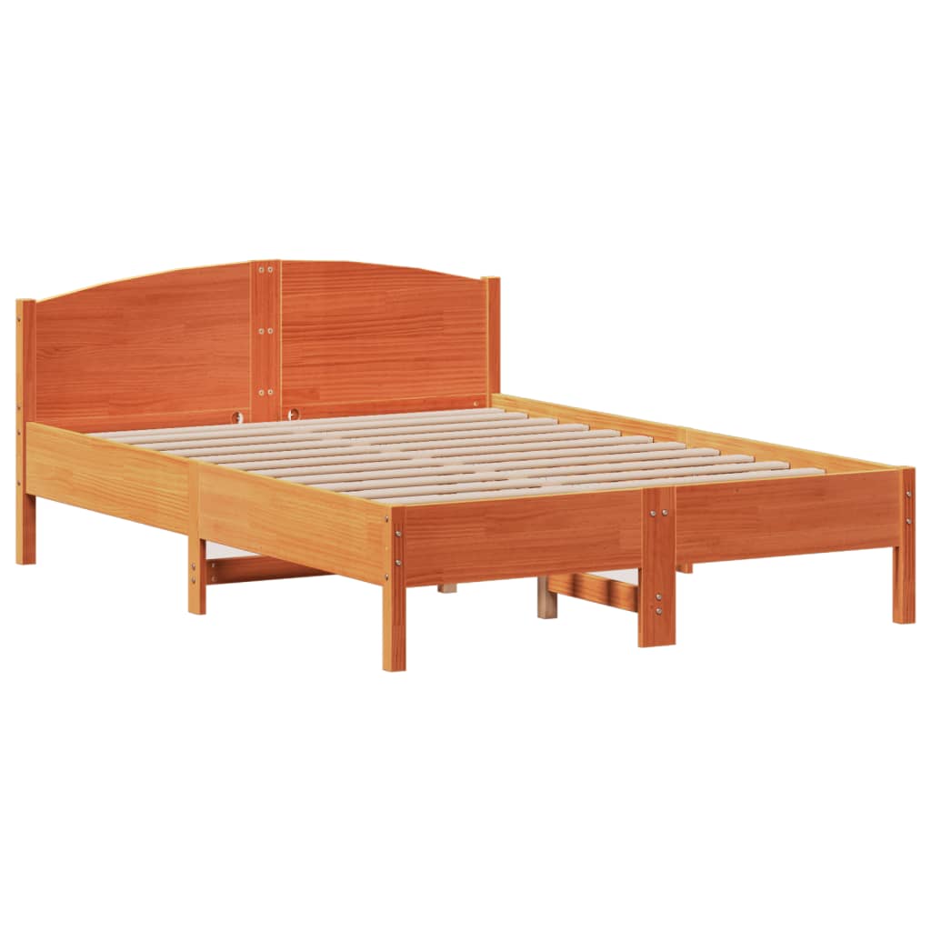 Solid Wood Bed without Mattress Wax Brown 120 x 190 cm Pine Wood