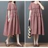 Loose Plus Size Women's Fashion Style Casual Medium Long Short Sleeve Dress