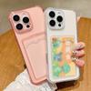 Card Bag Pocket Transparent TPU Phone Case For iPhone 16 15 14 13 12 Pro Max 16 Pro 11 Soft Shockproof Clear Silicone Back Cover