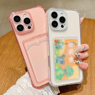 Карман для карточек Прозрачный чехол для телефона TPU для iPhone 16 15 14 13 12 Pro Max 16 Pro 11 Мягкий противоударный прозрачный силиконовый чехол на заднюю панель