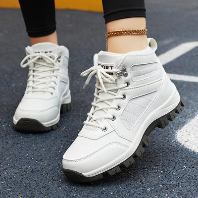 Женская спортивная обувь Белая Повседневная Нескользящая Обувь для Бега Уличный Туризм Скалолазание Водонепроницаемая Дышащая На шнуровке Кроссовки на платформе