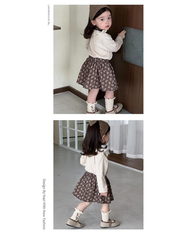 Комплект осенней цветочной кукольной рубашки и юбки для девочек 2025