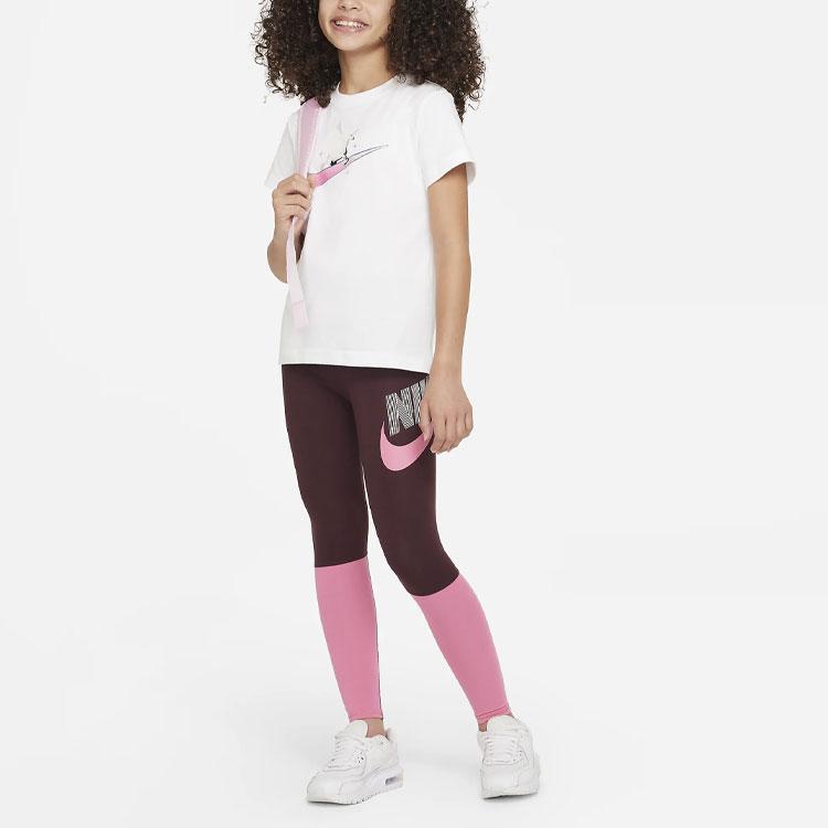 Nike Спортивная одежда с буквенным принтом, рисунком из мультфильмов и аниме, круглым вырезом, спортивная футболка с коротким рукавом, детские топы, белые DX1706-100