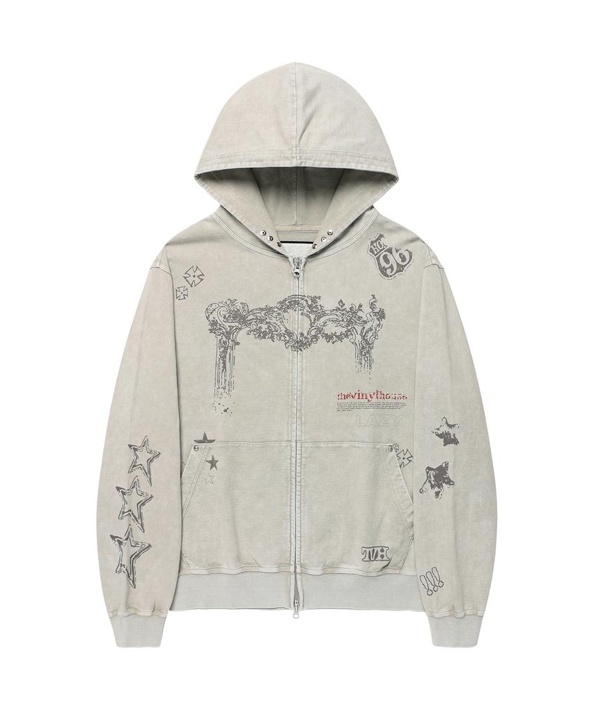 Худи на молнии Thevinylhouse Rodeo Washed Бежевое
