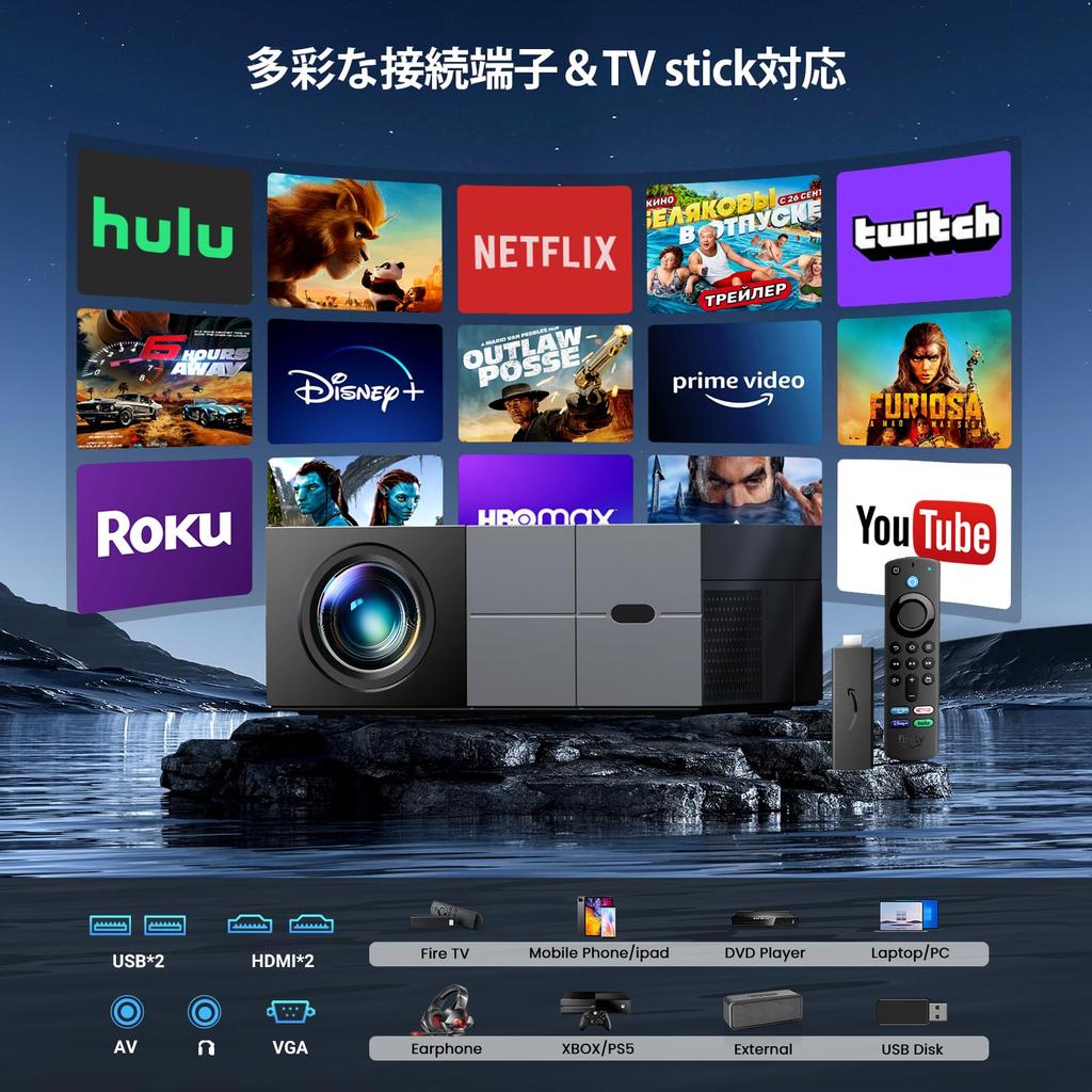 YOWHICK High WiFi 6 Instant Automatic Keystone 4K 1080P Full Bluetooth Large Projector for Home Connects To Game and DVD Christmas Projector, Compact,