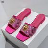 Модные женские шлепанцы высокого класса с бриллиантами, розово-красные, с открытым носком и задником, крутые шлепанцы с львиной головой, шлепанцы со стразами, набор с цепочкой-сумкой B9