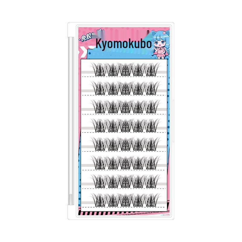 Накладные ресницы Qiaomufang No-Glue 5D самоклеящиеся - натуральные, быстросклеивающиеся, сегментированные пучки