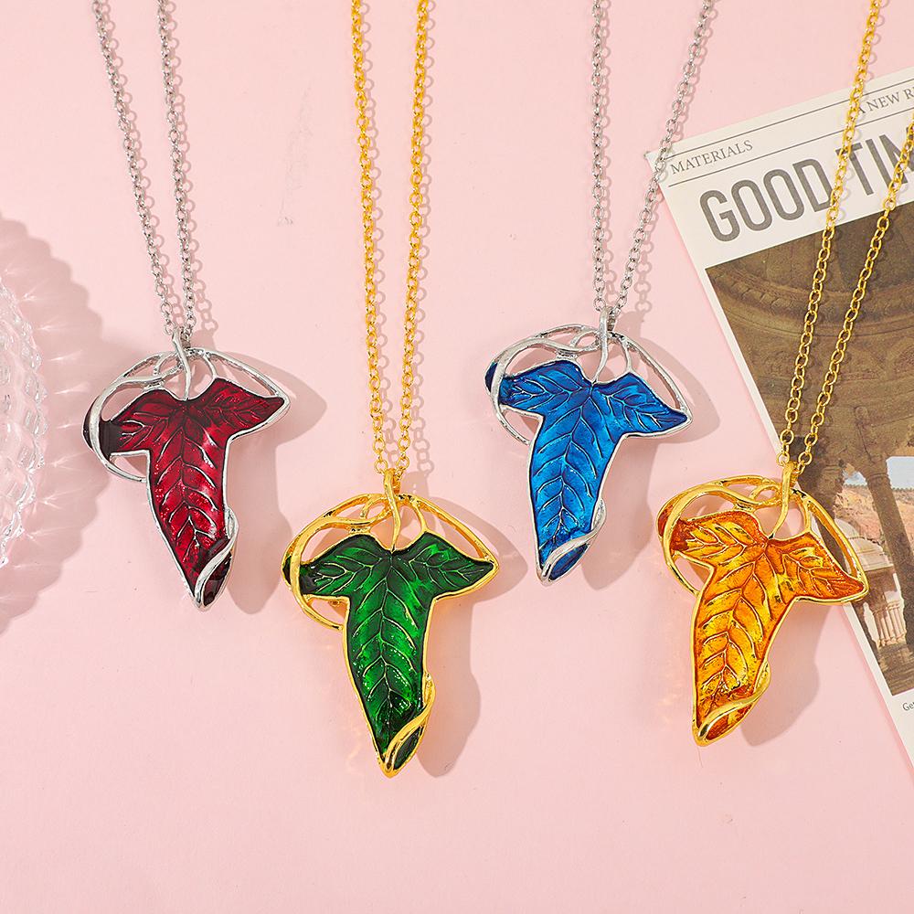 Arwen Evenstar Green Leaf Pendant Necklace for Women Elf Princess Gift Movie the Lord of the Rings Twilight Star Design