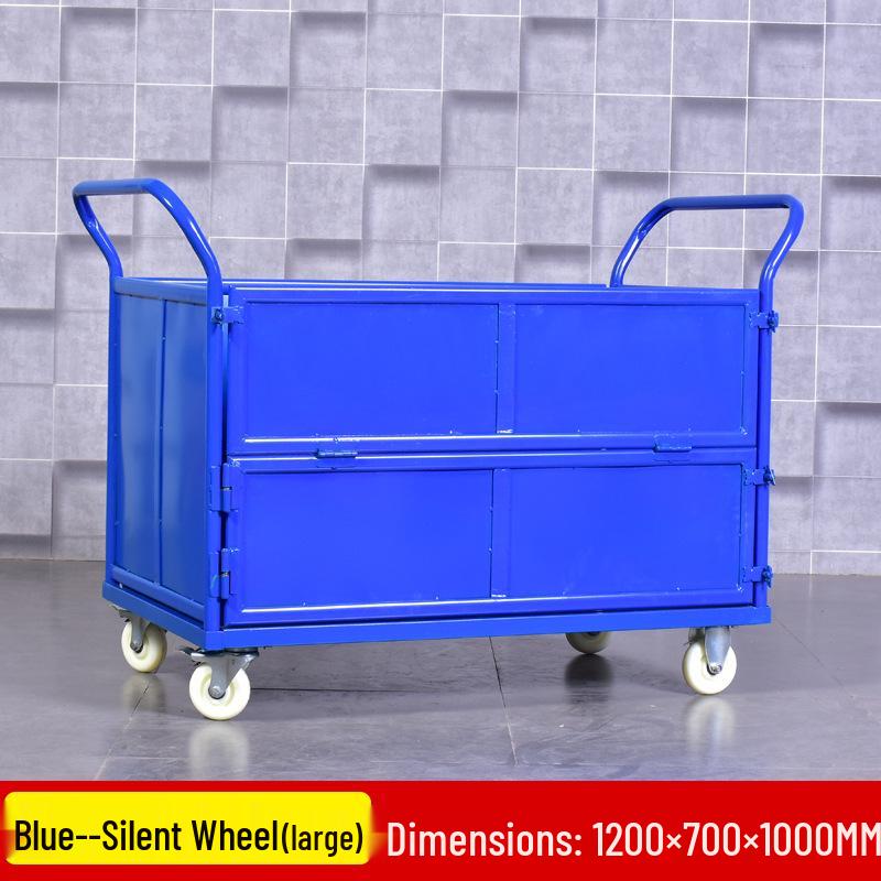 Stackable Guardrail Hand-Push Cart with Cover for Warehouse Logistics and Goods Handling
