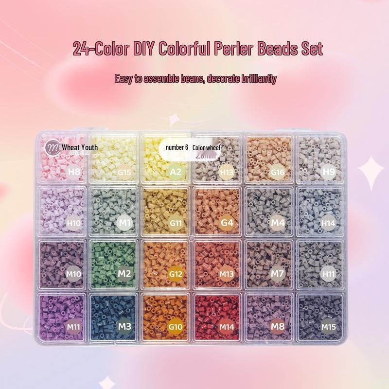 24-Color 2.6mm Fuse Beads DIY Craft Kit - Boxed Educational Toy for Handmade Projects