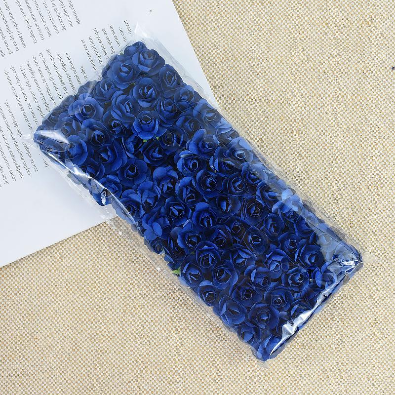 144/288pcs 2cm Mini Paper Rose Artificial Flowers Bouquet For Wedding Home Decoration DIY Scrapbooking Crafts Fake Plants Wreath