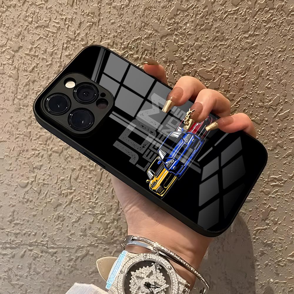 Спортивные автомобили JDM Мужской Мужчины Чехол для телефона Для IPhone 15 Pro Max 14 Pro 12 16 11 13 Mini X XR XS 8 7 Plus SE Закаленное стекло Задняя крышка