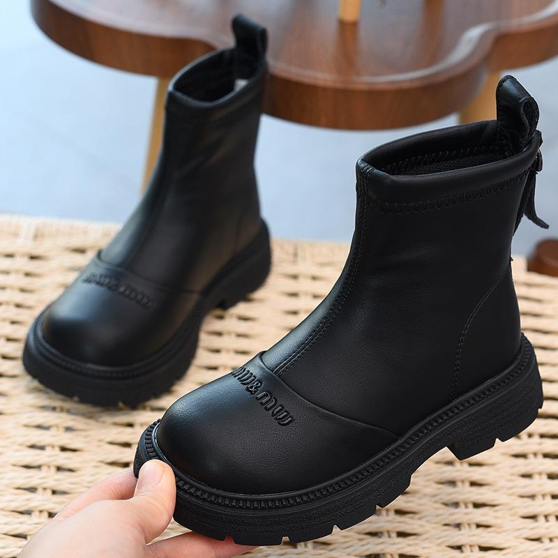 Водонепроницаемые кожаные хлопковые ботинки для девочек - Осень/Зима 2025 Стиль Мартин