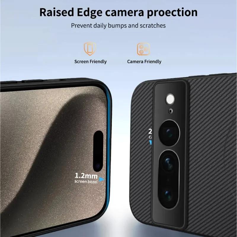 Magnetic Wireless Charging Phone Case For Google Pixel 7 8 Pro 6A Lens Protection Matte Carbon Fiber Pattern Silicone Cover Case