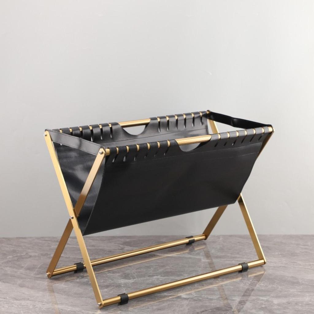 Magazine Rack with Leather Pocket Modern Luxury Furniture Stable for Office
