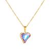gold heart crystal jewelry set necklace earrings for women